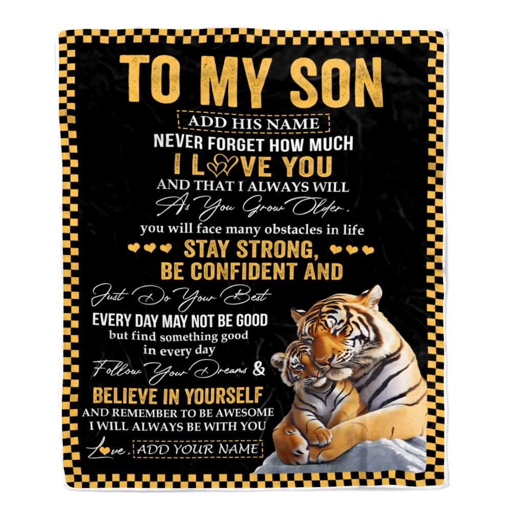 Personalized To My Son Gifts Blanket Tiger I Love You Forever From Mom Dad Son Birthday Gifts Christmas Thanksgiving Graduation Customized Fleece Blanket | teecentury