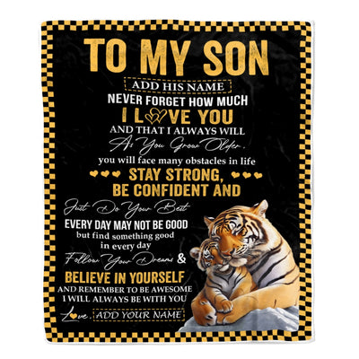 Personalized To My Son Gifts Blanket Tiger I Love You Forever From Mom Dad Son Birthday Gifts Christmas Thanksgiving Graduation Customized Fleece Blanket | teecentury