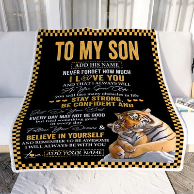 Personalized To My Son Gifts Blanket Tiger I Love You Forever From Mom Dad Son Birthday Gifts Christmas Thanksgiving Graduation Customized Fleece Blanket | teecentury