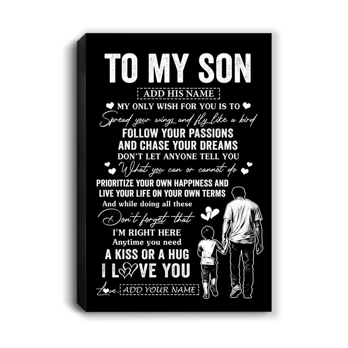 Personalized To My Son Gifts Canvas From Dad Father My Only Wish For You Son Birthday Gifts Graduation Christmas Custom Wall Art Print Framed Canvas | teecentury