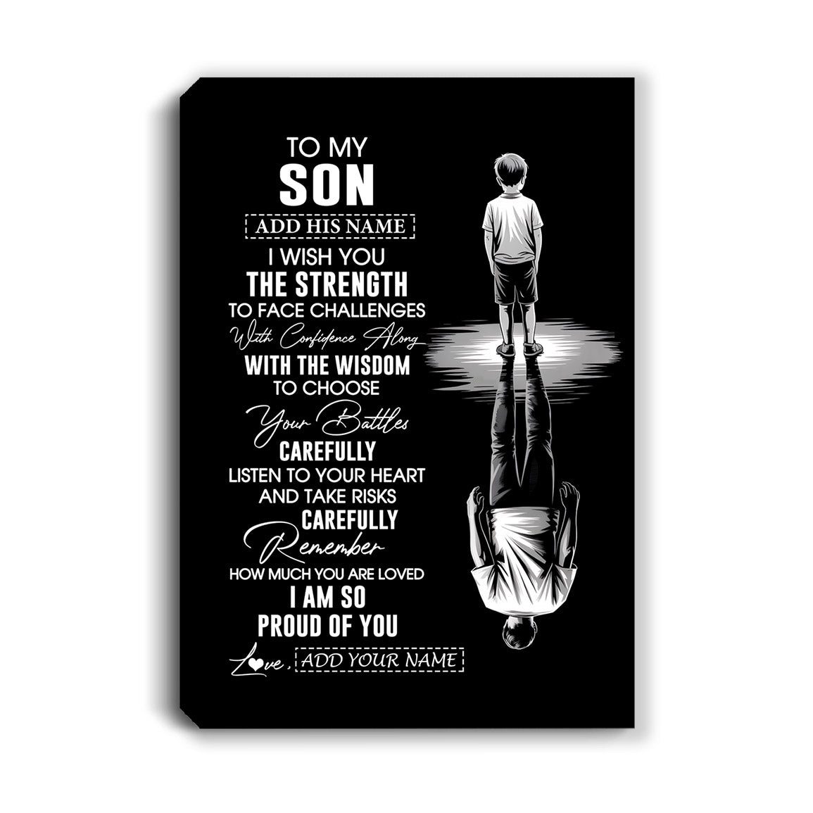Personalized To My Son Gifts Canvas From Mom Dad Father Mother I Wish You The Strength Son Birthday Gifts Christmas Graduation Custom Wall Art Framed Canvas | teecentury