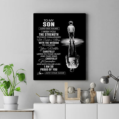 Personalized To My Son Gifts Canvas From Mom Dad Father Mother I Wish You The Strength Son Birthday Gifts Christmas Graduation Custom Wall Art Framed Canvas | teecentury