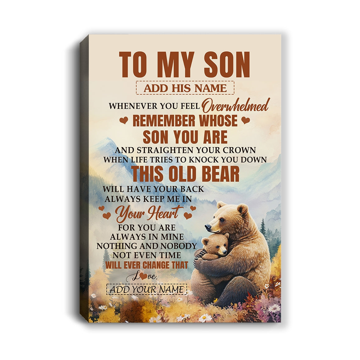 Personalized To My Son Gifts Canvas From Mom Dad Mother Father Whenever Bear Unique Birthday Gifts For Son Graduation Christmas Custom Wall Art Print Framed Canvas | teecentury