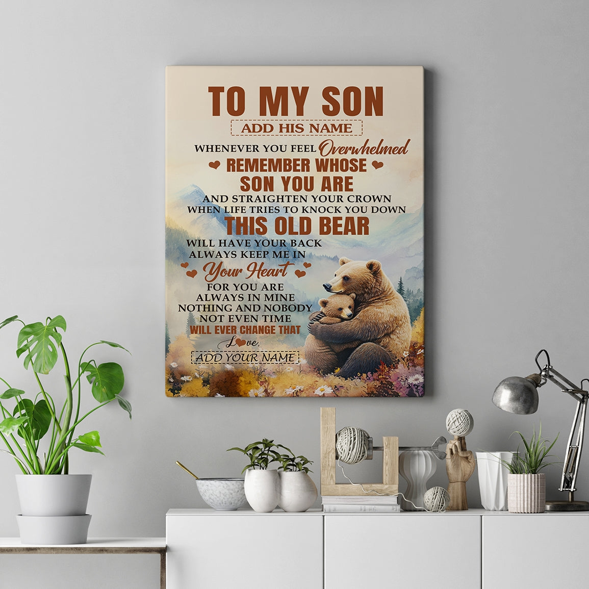 Personalized To My Son Gifts Canvas From Mom Dad Mother Father Whenever Bear Unique Birthday Gifts For Son Graduation Christmas Custom Wall Art Print Framed Canvas | teecentury