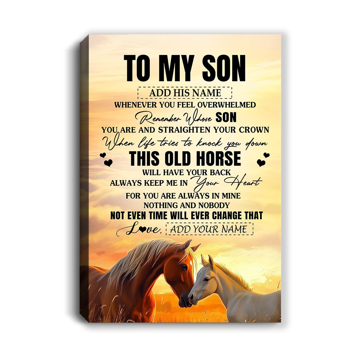 Personalized To My Son Gifts Canvas From Mom Dad Mother Father Whenever Horse Unique Birthday Gifts For Son Graduation Christmas Custom Wall Art Print Framed Canvas | teecentury