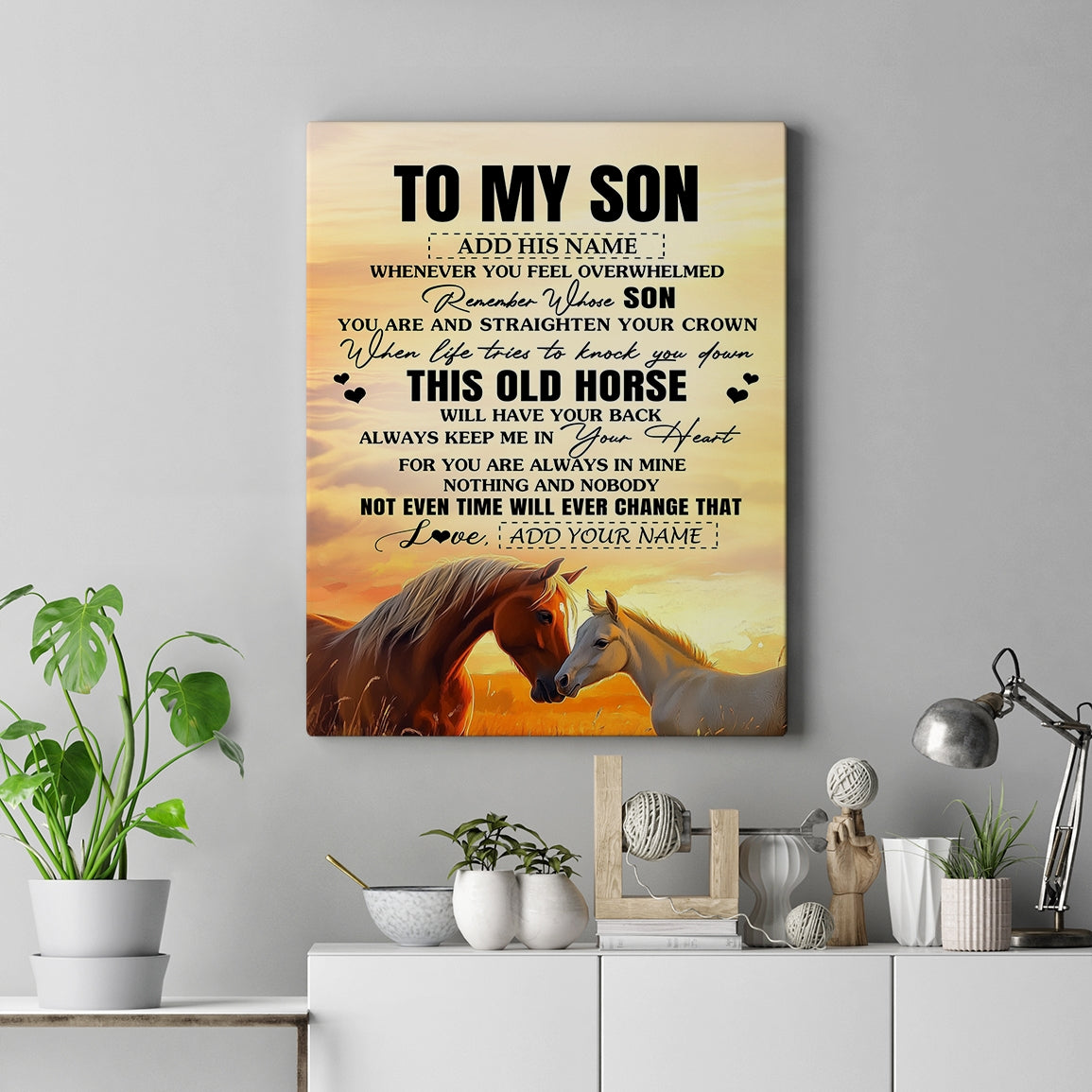 Personalized To My Son Gifts Canvas From Mom Dad Mother Father Whenever Horse Unique Birthday Gifts For Son Graduation Christmas Custom Wall Art Print Framed Canvas | teecentury