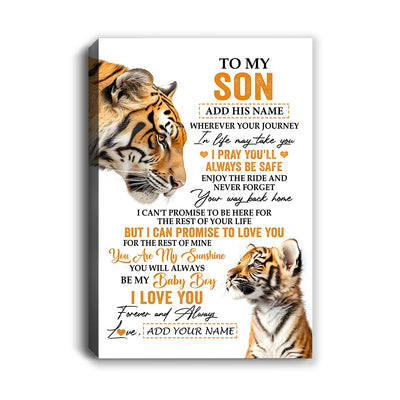 Personalized To My Son Gifts Canvas From Mom Dad Mother Wherever Your Journey In Life Tiger Son Birthday Gifts Graduation Custom Wall Art Framed Canvas | teecentury