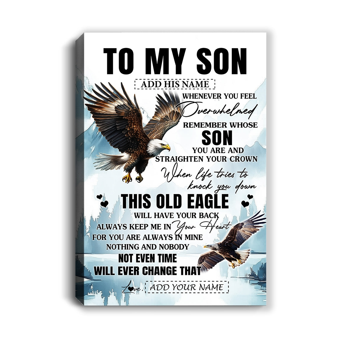 Personalized To My Son Gifts Canvas From Mom Dad Whenever Eagle Unique Birthday Gifts For Son Graduation Christmas Custom Wall Art Inspirational Quote Framed Canvas | teecentury
