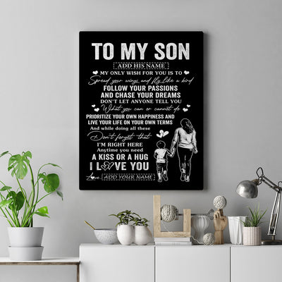 Personalized To My Son Gifts Canvas From Mom Mother My Only Wish For You Son Birthday Gifts Graduation Christmas Custom Wall Art Print Framed Canvas | teecentury