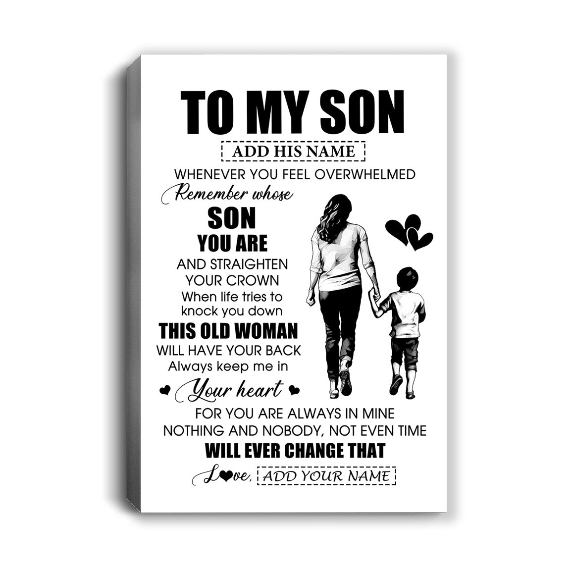 Personalized To My Son Gifts Canvas From Mom Mother Whenever Woman Unique Birthday Gifts For Son Graduation Christmas Custom Wall Art Print Framed Canvas | teecentury