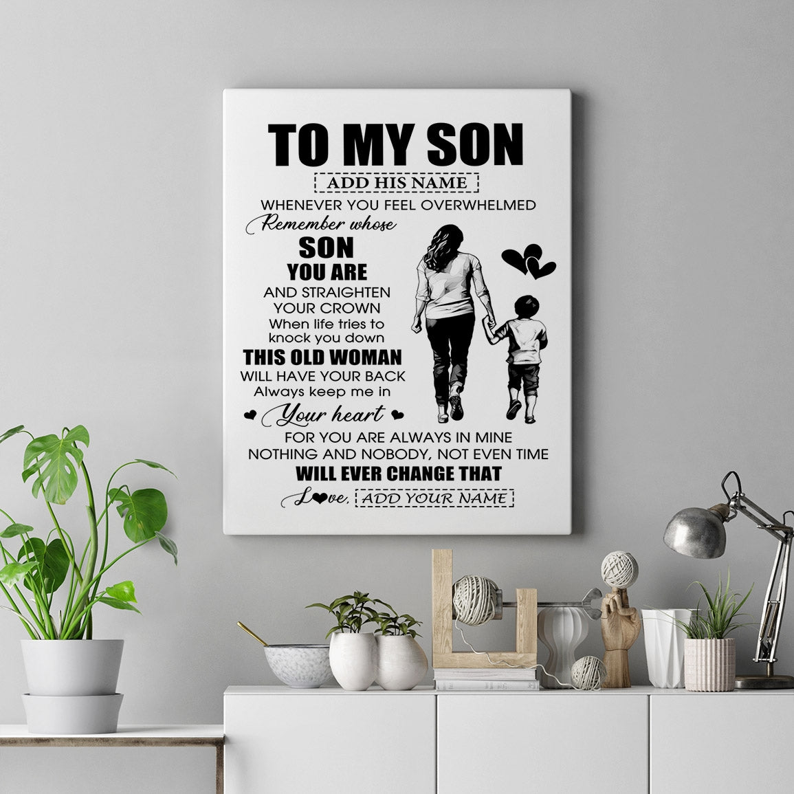Personalized To My Son Gifts Canvas From Mom Mother Whenever Woman Unique Birthday Gifts For Son Graduation Christmas Custom Wall Art Print Framed Canvas | teecentury