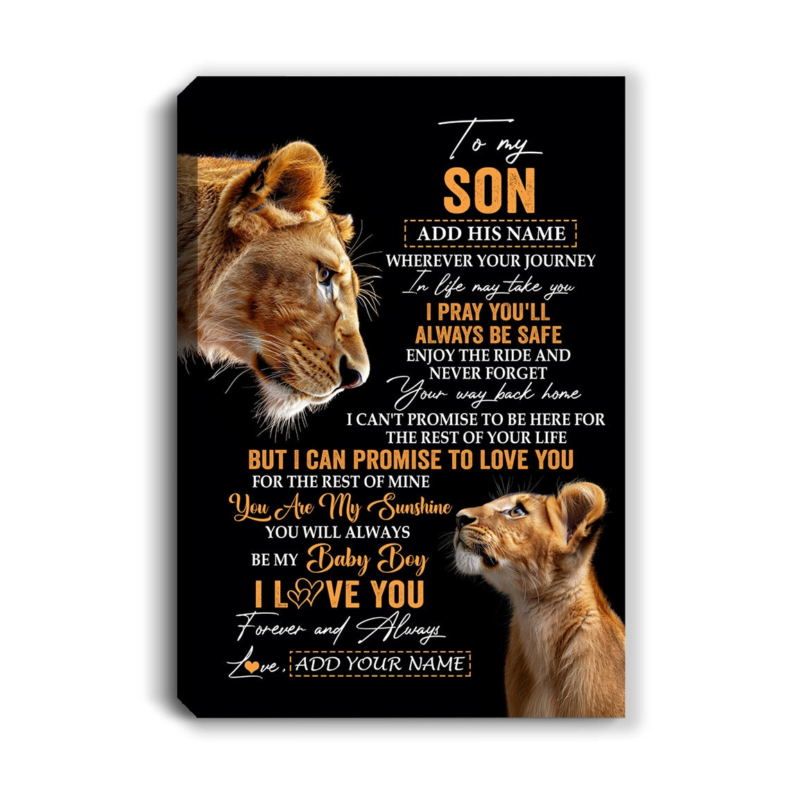 Personalized To My Son Gifts Canvas From Mom Mother Wherever Your Journey In Life Lion Daughter Birthday Gifts Christmas Custom Wall Art Framed Canvas | teecentury