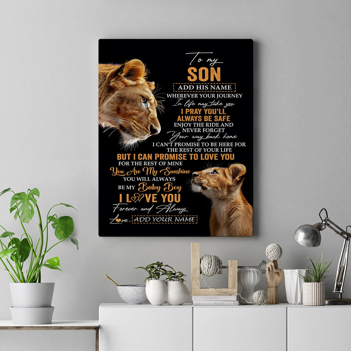 Personalized To My Son Gifts Canvas From Mom Mother Wherever Your Journey In Life Lion Daughter Birthday Gifts Christmas Custom Wall Art Framed Canvas | teecentury