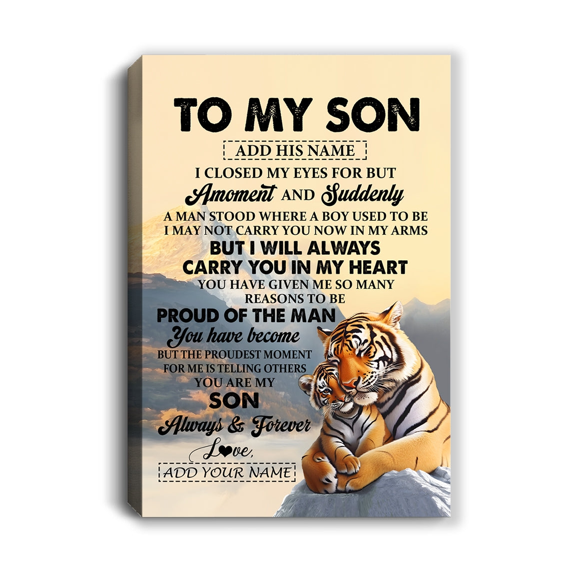 Personalized To My Son Gifts Canvas Tiger From Mom Dad Mother Father You Are My Son Birthday Gifts Graduation Christmas Custom Wall Art Framed Canvas Shirt & Hoodie | teecentury