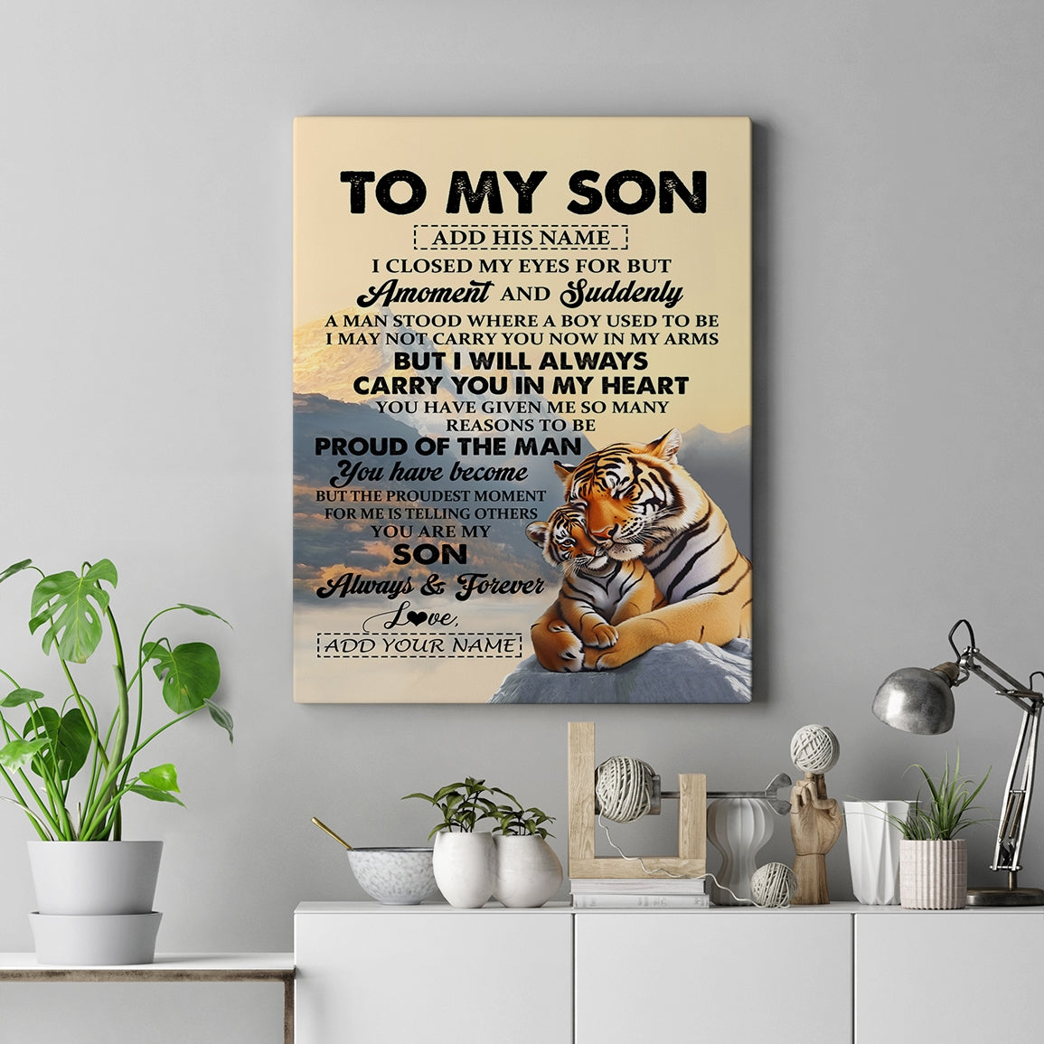 Personalized To My Son Gifts Canvas Tiger From Mom Dad Mother Father You Are My Son Birthday Gifts Graduation Christmas Custom Wall Art Framed Canvas Shirt & Hoodie | teecentury