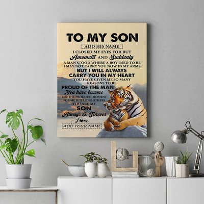 Personalized To My Son Gifts Canvas Tiger From Mom Dad Mother Father You Are My Son Birthday Gifts Graduation Christmas Custom Wall Art Framed Canvas Shirt & Hoodie | teecentury