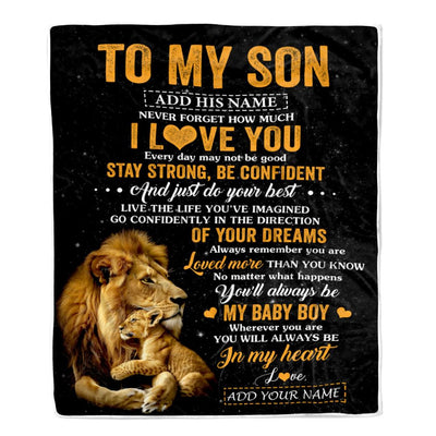 Personalized To My Son Gifts From Dad Father Blanket Lion Never Forget How Much I Love You Son Birthday Gifts Graduation Christmas Fleece Throw Blanket | teecentury