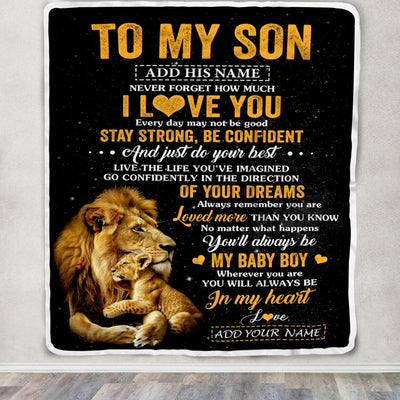 Personalized To My Son Gifts From Dad Father Blanket Lion Never Forget How Much I Love You Son Birthday Gifts Graduation Christmas Fleece Throw Blanket | teecentury