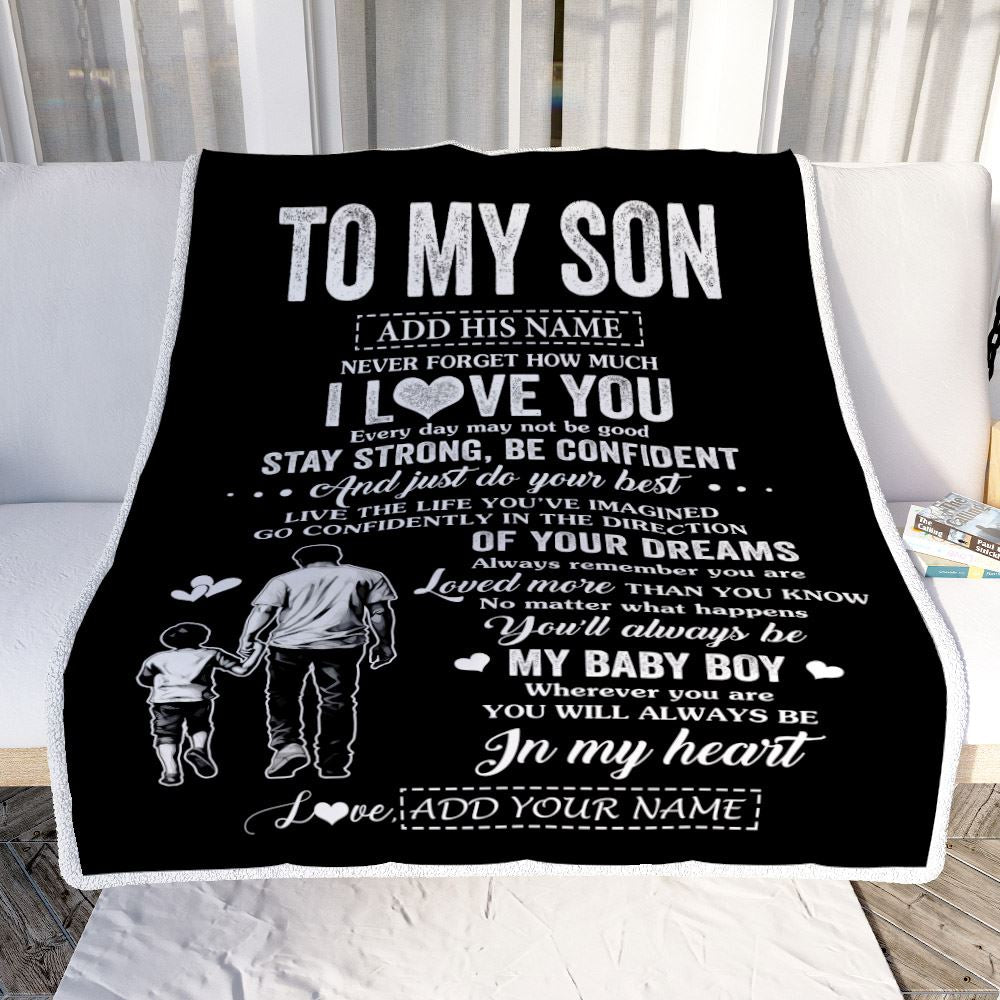 Personalized To My Son Gifts From Dad Father Blanket Never Forget How Much I Love You Son Birthday Graduation Christmas Customized Fleece Throw Blanket | teecentury