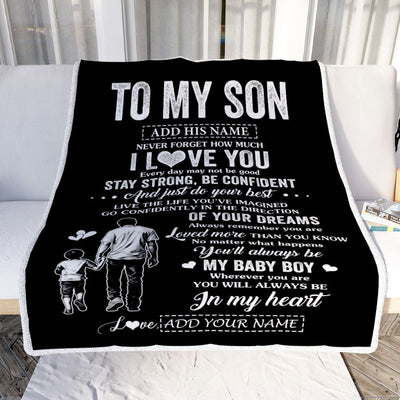 Personalized To My Son Gifts From Dad Father Blanket Never Forget How Much I Love You Son Birthday Graduation Christmas Customized Fleece Throw Blanket | teecentury