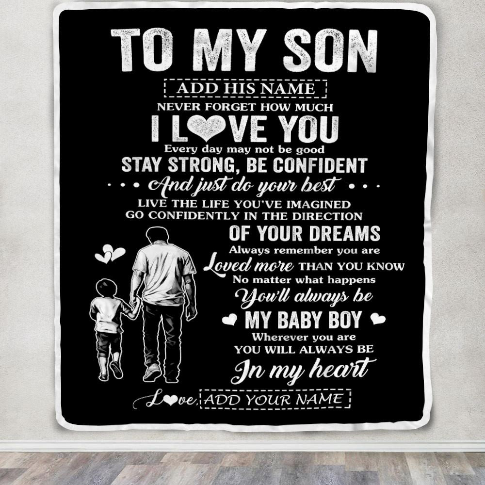 Personalized To My Son Gifts From Dad Father Blanket Never Forget How Much I Love You Son Birthday Graduation Christmas Customized Fleece Throw Blanket | teecentury