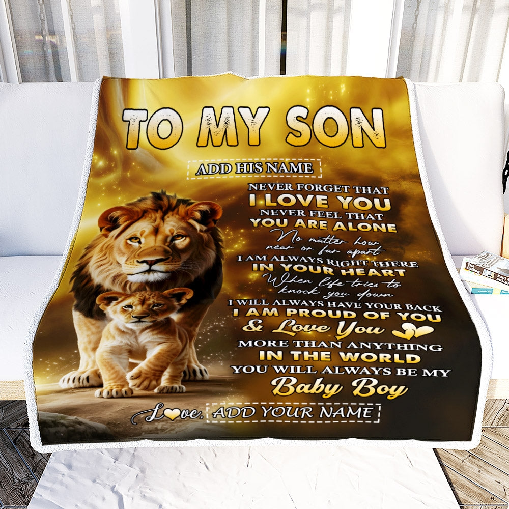 Personalized To My Son Gifts From Dad Father Blanket Never Forget That I Love You Lion Daughter Birthday Gifts Graduation Christmas Custom Fleece Blanket | teecentury