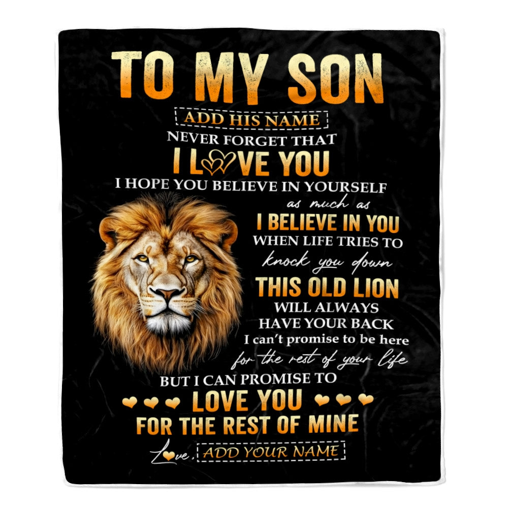 Personalized To My Son Gifts From Dad Father Blanket Old Lion Love You Son Birthday Gifts Graduation Christmas Customized Fleece Throw Blanket | teecentury