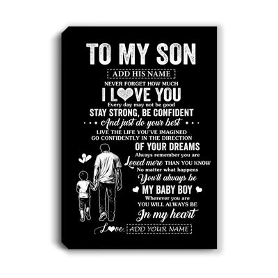 Personalized To My Son Gifts From Dad Father Canvas Never Forget How Much I Love You Son Birthday Graduation Christmas Gift Custom Wall Art Framed Canvas | teecentury