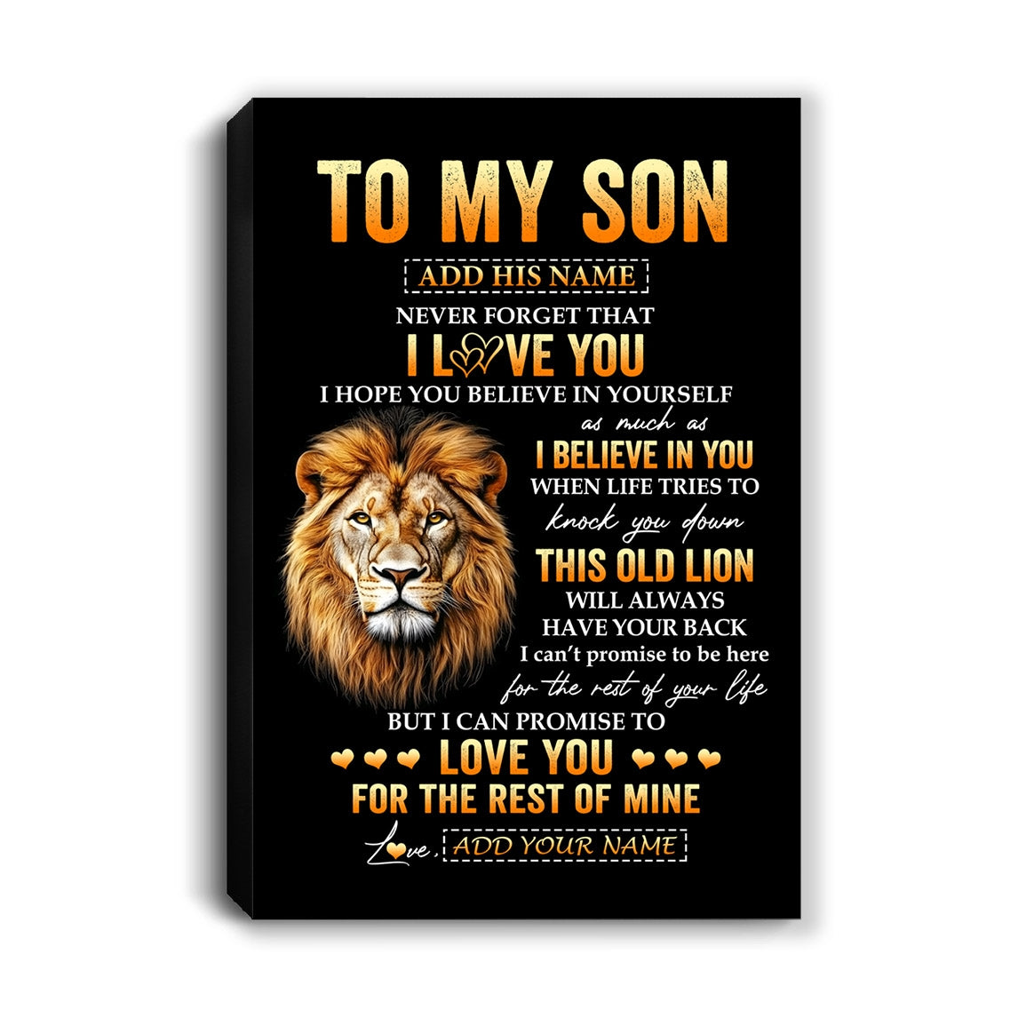 Personalized To My Son Gifts From Dad Father Canvas Old Lion Love You Son Birthday Gifts Graduation Christmas Custom Wall Art Print Framed Canvas | teecentury