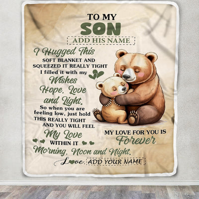 Personalized To My Son Gifts From Mom Dad Blanket Bear Letter I Hugged This Gifts For Son Birthday Graduation Christmas Custom Fleece Blanket | teecentury