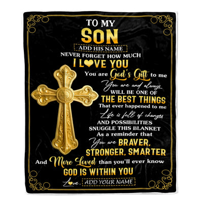Personalized To My Son Gifts From Mom Dad Blanket Christian God Is With You Gifts For Son Birthday Present Graduation Christmas Custom Fleece Throw Blanket | teecentury