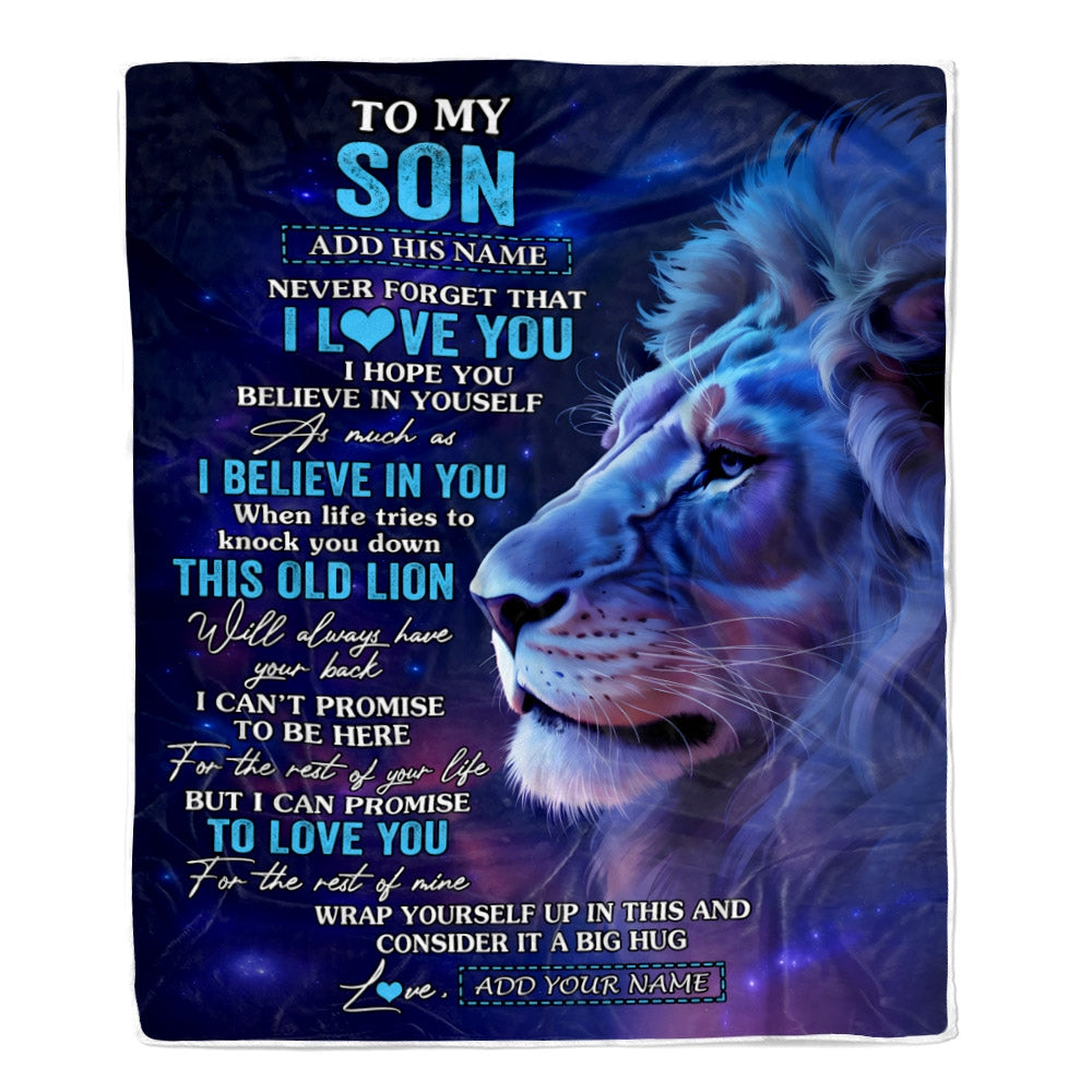 Personalized To My Son Gifts From Mom Dad Blanket This Old Lion Heart Gifts For Son Birthday Present Graduation Christmas Custom Fleece Throw Blanket | teecentury