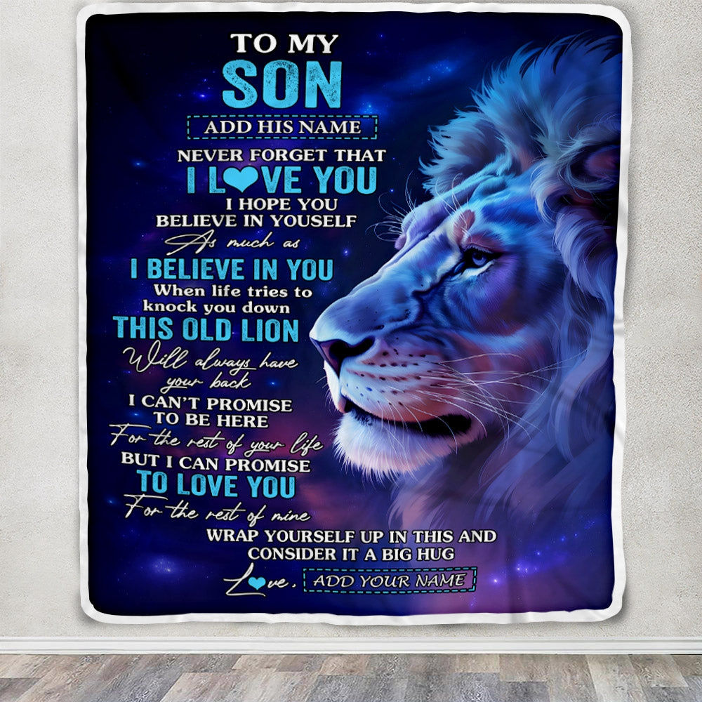 Personalized To My Son Gifts From Mom Dad Blanket This Old Lion Heart Gifts For Son Birthday Present Graduation Christmas Custom Fleece Throw Blanket | teecentury