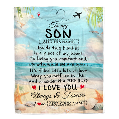 Personalized To My Son Gifts From Mom Dad Mother Blanket Beach I Love You Birthday Gifts Graduation For Son Christmas Customized Fleece Blanket | teecentury