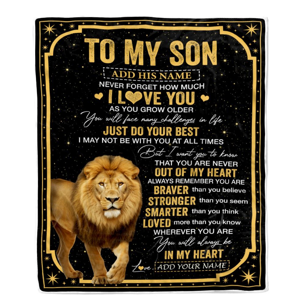 Personalized To My Son Gifts From Mom Dad Mother Blanket Lion I Love You Graduation Birthday Gifts For Son Christmas Customized Fleece Throw Blanket | teecentury
