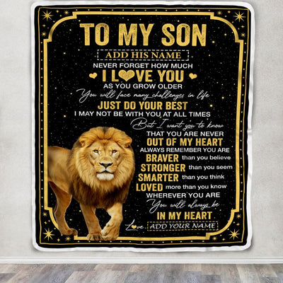 Personalized To My Son Gifts From Mom Dad Mother Blanket Lion I Love You Graduation Birthday Gifts For Son Christmas Customized Fleece Throw Blanket | teecentury