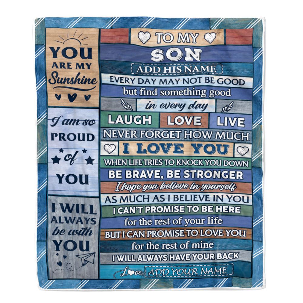 Personalized To My Son Gifts From Mom Dad Mother Blanket Wood I Love You Birthday Graduation Gifts For Son Christmas Customized Fleece Throw Blanket | teecentury