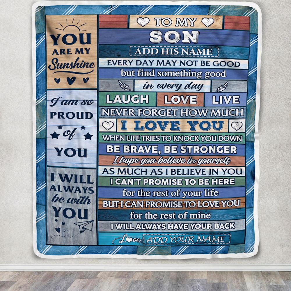 Personalized To My Son Gifts From Mom Dad Mother Blanket Wood I Love You Birthday Graduation Gifts For Son Christmas Customized Fleece Throw Blanket | teecentury