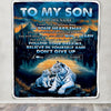 Personalized To My Son Gifts From Mom Dad Mother Father Blanket Don't Give Up White Tiger Gifts For Son Birthday Graduation Christmas Custom Fleece Blanket | teecentury