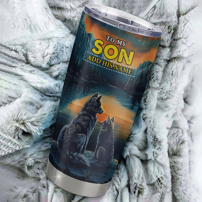 Personalized To My Son Gifts From Mom Dad Mother Father Tumbler Don't Give Up Wolf Gifts For Son Birthday Graduation Christmas Custom Stainless Steel Cup Travel Mug | teecentury