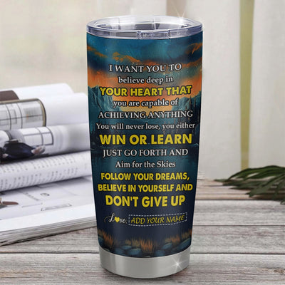 Personalized To My Son Gifts From Mom Dad Mother Father Tumbler Don't Give Up Wolf Gifts For Son Birthday Graduation Christmas Custom Stainless Steel Cup Travel Mug | teecentury