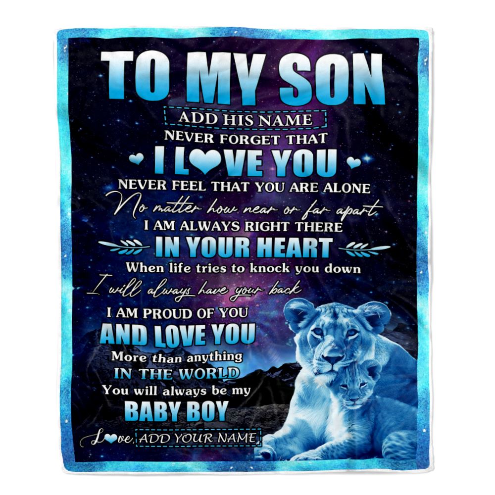 Personalized To My Son Gifts From Mom Mother Blanket I Love You Lion Birthday Gift Ideas For Son Graduation Christmas Customized Fleece Throw Blanket | teecentury