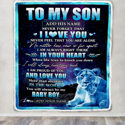 Personalized To My Son Gifts From Mom Mother Blanket I Love You Lion Birthday Gift Ideas For Son Graduation Christmas Customized Fleece Throw Blanket | teecentury