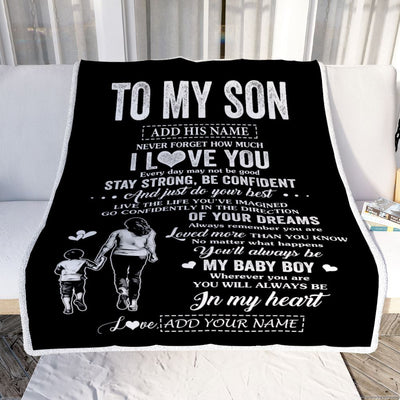 Personalized To My Son Gifts From Mom Mother Blanket Never Forget How Much I Love You Son Birthday Graduation Christmas Customized Fleece Throw Blanket | teecentury