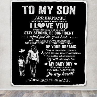 Personalized To My Son Gifts From Mom Mother Blanket Never Forget How Much I Love You Son Birthday Graduation Christmas Customized Fleece Throw Blanket | teecentury
