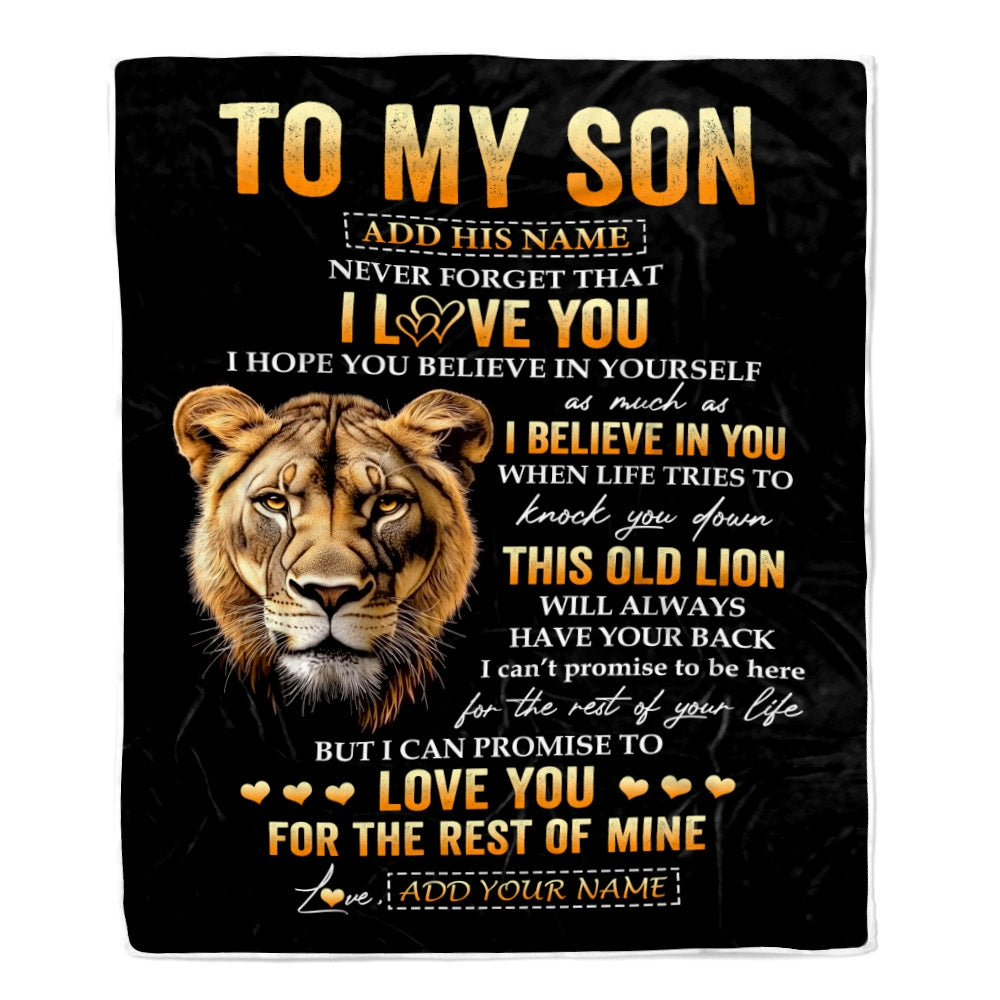 Personalized To My Son Gifts From Mom Mother Blanket Old Lion Love You Son Birthday Gifts Graduation Christmas Customized Fleece Throw Blanket | teecentury