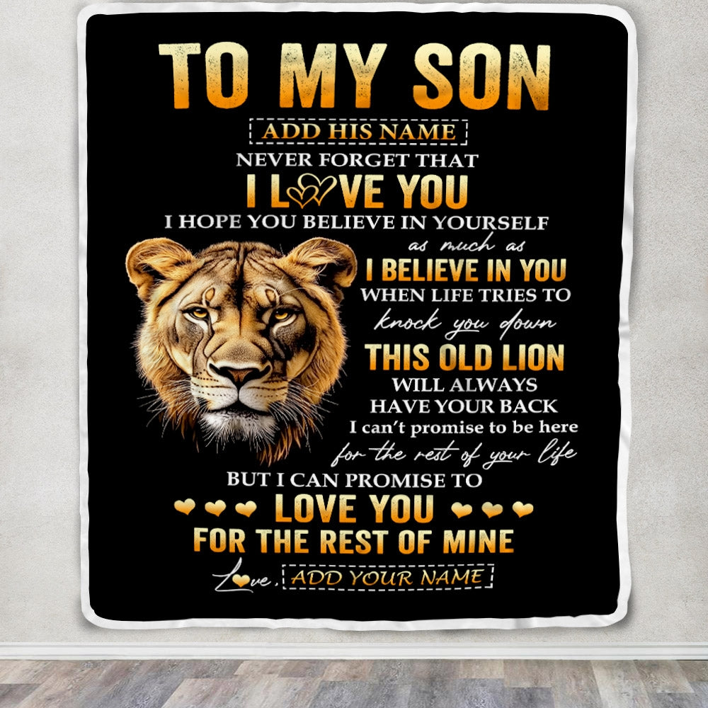 Personalized To My Son Gifts From Mom Mother Blanket Old Lion Love You Son Birthday Gifts Graduation Christmas Customized Fleece Throw Blanket | teecentury