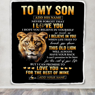 Personalized To My Son Gifts From Mom Mother Blanket Old Lion Love You Son Birthday Gifts Graduation Christmas Customized Fleece Throw Blanket | teecentury