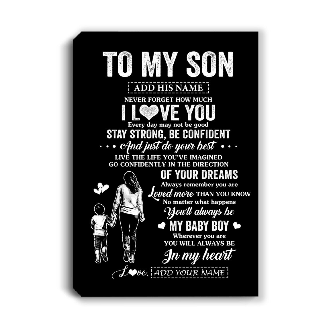 Personalized To My Son Gifts From Mom Mother Canvas Never Forget How Much I Love You Son Birthday Graduation Christmas Gift Custom Wall Art Framed Canvas | teecentury