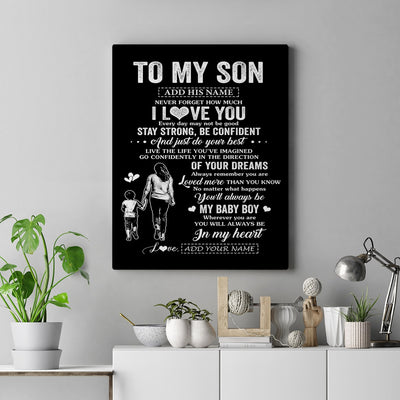Personalized To My Son Gifts From Mom Mother Canvas Never Forget How Much I Love You Son Birthday Graduation Christmas Gift Custom Wall Art Framed Canvas | teecentury